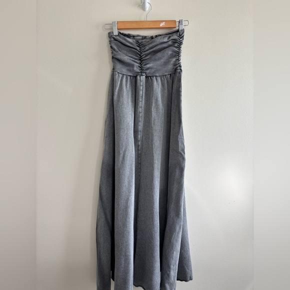 FP One cotton stretchy Gray Strapless Dress Sz S A line midi - Picture 6 of 11